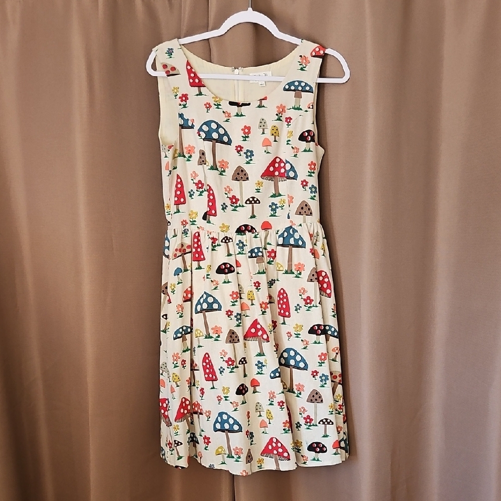 Retro A-line Mushroom Print Dress